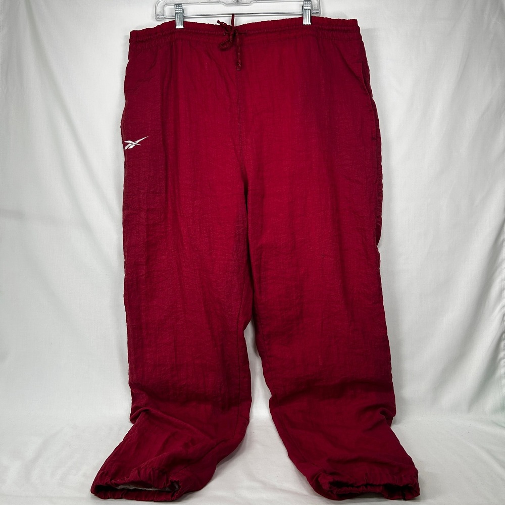 Vintage Reebok Pro Line Red Nylon Windbreaker Pants XL Mens